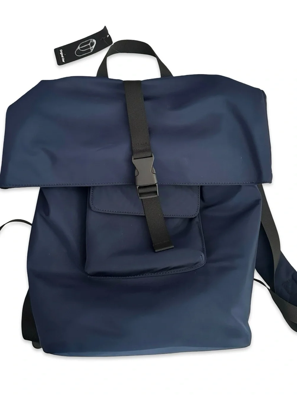 Original Use Navy Roll-Top Backpack with Front Pocket for Men